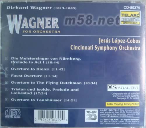 華格納歌劇序曲集Wagner:Overtures for Orchestra專輯背面圖片