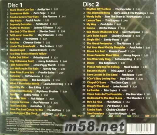 CLASSIC OLDIES 56首經典英文歌曲 2CD專輯背面圖片