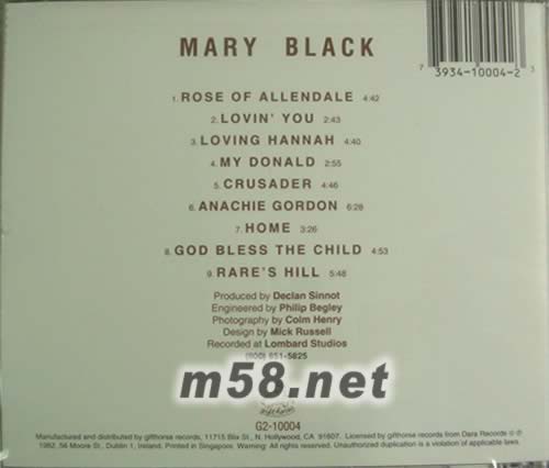 MARY BLACK同名專輯專輯背面圖片