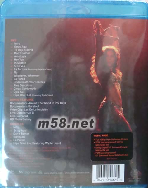 ORAL FIXATION TOUR 演唱會 藍光DVD(美版)DVD背面圖片