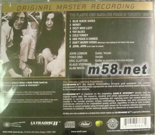 Live Peace In Toronto約翰列儂第一張專輯35周年紀念 金CD專輯背面圖片