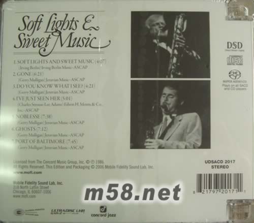 GERRY MULLIGAN meets SCOTT HAMILTON Soft Lights & Sweet Music GOLD SACD專輯背面圖片