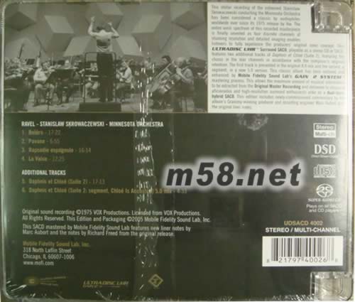 Ravel: Bolero & Assorted Orch.Works - Multichannel Hybrid SACD專輯背面圖片