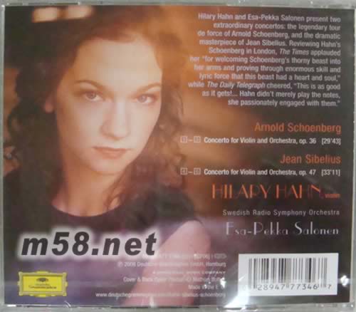 希拉里·哈恩小提琴演奏SCHOENBERG SIBELIUS專輯背面圖片