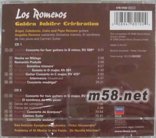羅梅洛吉他四重奏50週年紀念專輯專輯背面圖片