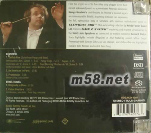 An American In Paris / Promenade / Porgy & Bess / Rhapsody In Blue SACD專輯背面圖片