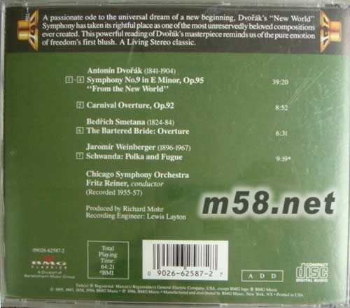 德沃夏克DVORAK NEW WORLD 新世界交響曲 自由女神(LIVING STEREO 逼真立體聲系列)專輯背面圖片