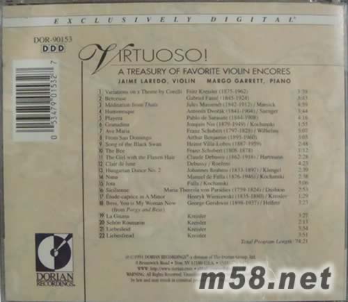 Jaime Laredo & Margo Garrett 安可!安可! 22首最受歡迎的小提琴安可曲專輯背面圖片