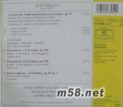 西貝柳斯小提琴協奏曲 小夜曲 幽默曲Jean Sibelius: Violinkonzert/Serenaden/Humoreske專輯背面圖片