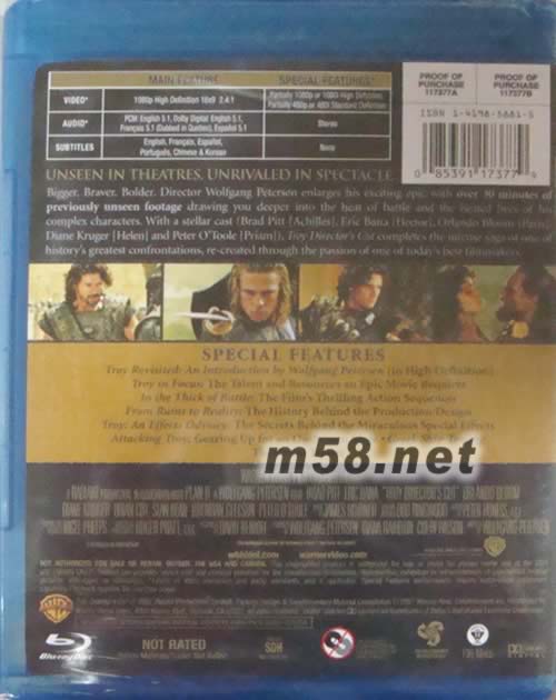 TROY特洛伊 希臘神話最宏偉的戰爭(藍光DVD)DVD背面圖片