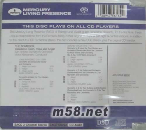 RODRIGO VIVALDI GUITAR CONCERTOS THE ROMEROS SACD專輯背面圖片