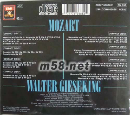 Mozart:Complete Solo Piano Works莫扎特鋼琴獨奏作品集專輯背面圖片