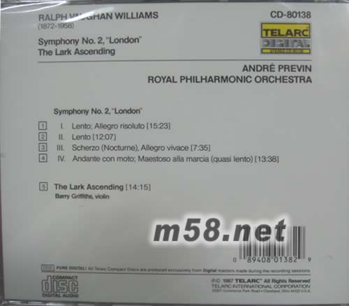 Symphony No. 2, London 倫敦第二交響曲專(zhuān)輯背面圖片