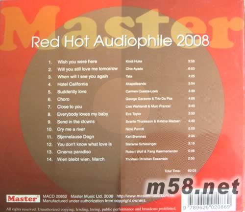 明達火熱發(fā)燒專輯 Red Hot Audiophile 2008專輯背面圖片