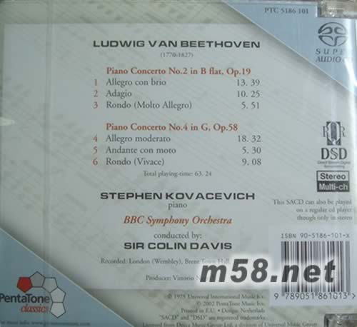 貝多芬鋼琴協(xié)奏曲SACD專輯背面圖片