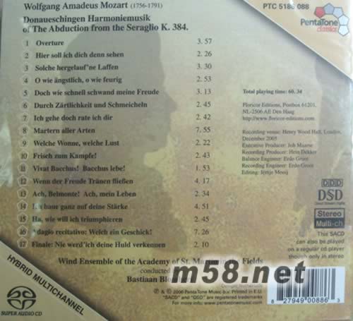 莫扎特交響曲SACD專輯背面圖片