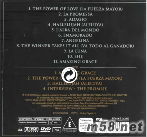 The Promise 世紀之約(CD+DVD限量豪華盒裝)專輯背面圖片