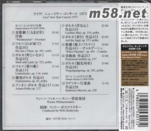 1975維也納新年音樂會 波斯科夫斯基指揮LIVE! NEW YEAR CONCERT 1975(SHM-CD 日本版)專輯背面圖片