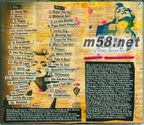 Celebration 2CD 歐洲版專輯背面圖片