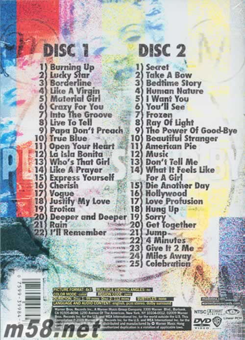 Celebration 2DVD 香港版專輯背面圖片