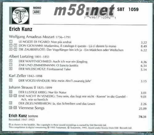 Opera and SONG專輯背面圖片