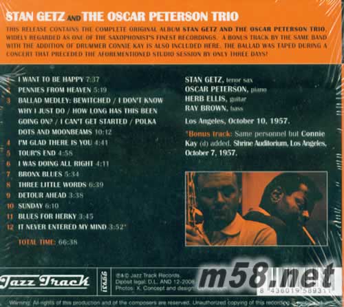 Stan Getz And The Oscar Peters專輯背面圖片