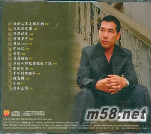 濃情戀歌金曲 我的心不是鐵打的專輯背面圖片