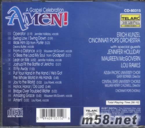 Amen! A Gospel Celebration 阿們!流行福音慶典專輯背面圖片