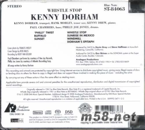WHISTLE STOP SACD專輯背面圖片