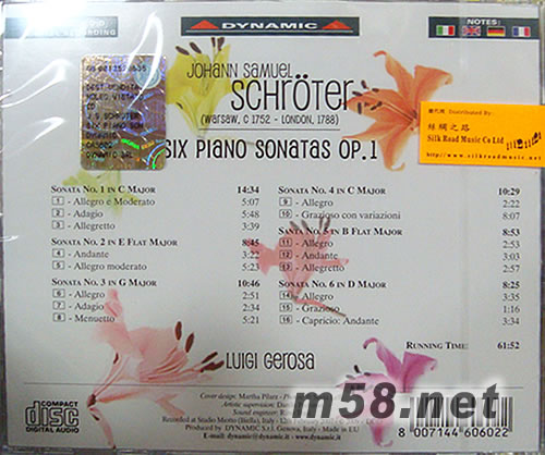 SIX PIANO SONATAS OP.1 鋼琴奏鳴曲6首作品編號1專輯背面圖片