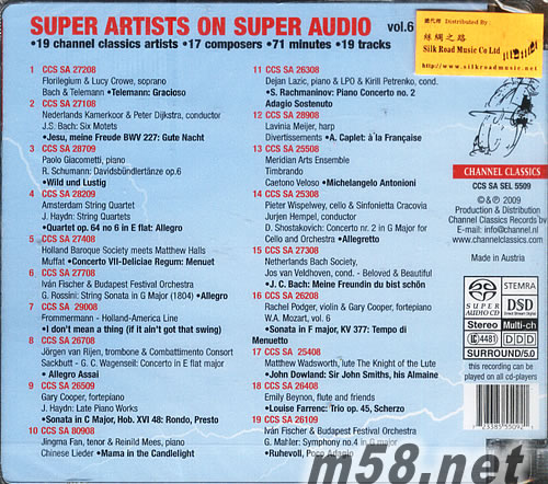 SUPER ARTISTS ON SUPER AUDIO VOL.6 最強精選SACD天碟第6輯專輯背面圖片