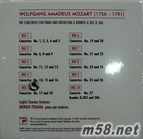 MOZART: PIANO CONCERTOS 莫札特鋼琴協奏曲作品集專輯背面圖片