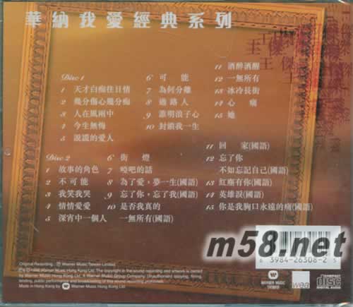 王杰 華納我愛經(jīng)典系列專輯背面圖片