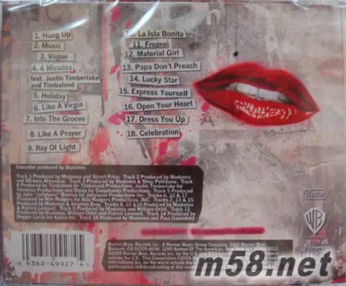 Celebration 歐洲版專輯背面圖片