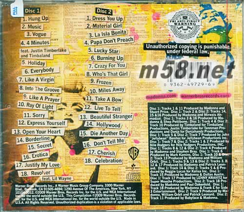 Celebration 2CD 美國(guó)版專輯背面圖片