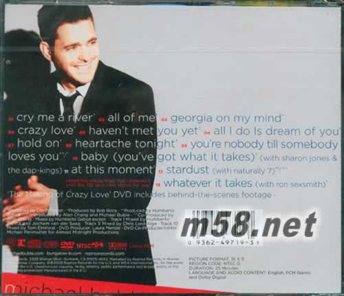 麥可布雷 癡狂烈愛 影音珍藏版 CD+DVD專輯背面圖片