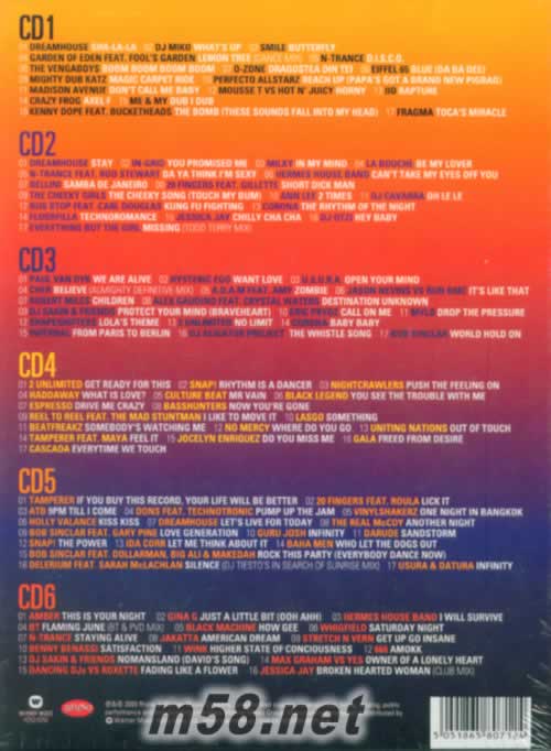 BEST DANCE 101 史上最強101首炸機精選 6CD套裝專輯背面圖片