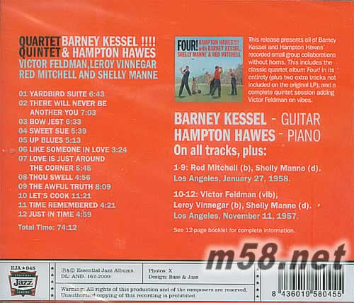 Quartet Barney Kessel & Quintet With Hampton Hawes專輯背面圖片
