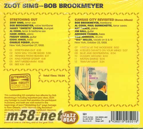 Zoot Sims Stretching Out專輯背面圖片