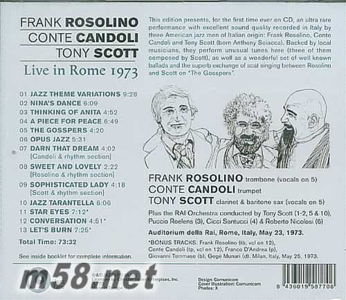 Live In Rome 1973 Rosolino; Candoli; Scott專輯背面圖片