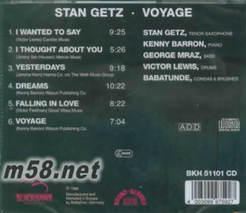 Voyage Stan Getz專輯背面圖片
