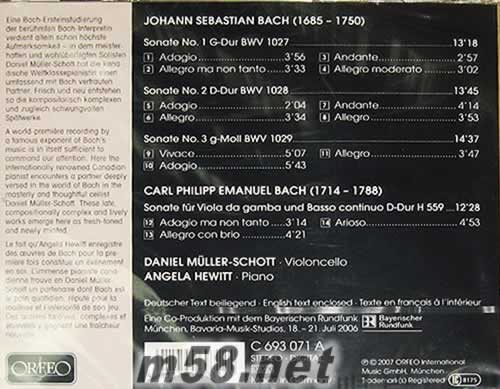 巴赫 大提琴奏鳴曲專輯背面圖片