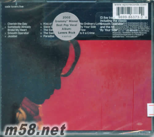 lovers live 歐版專輯背面圖片