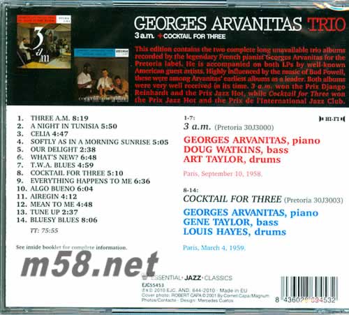 3 a.m. / Cocktails for Three----GEORGES ARVANITAS TRIO專輯背面圖片