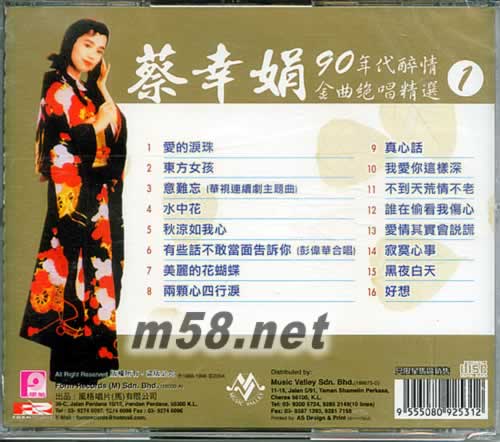 90年代醉情金曲絕唱精選 1專輯背面圖片