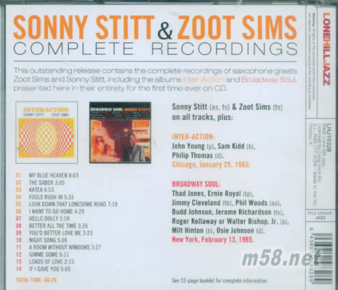 Sonny Stitt & Zoot Sims Complete Rocordings專輯背面圖片