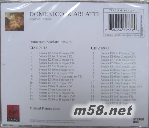 Scarlatti: Sonatas專(zhuān)輯背面圖片