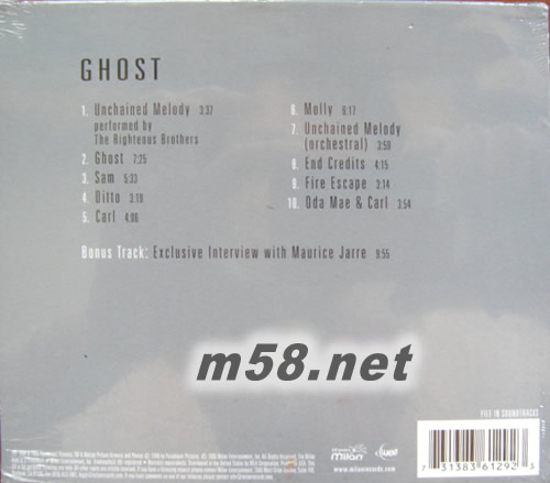 人鬼情未了 GHOST 電影原聲碟 美國版專輯背面圖片