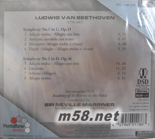 貝多芬第1和2號(hào)交響曲SACD專輯背面圖片