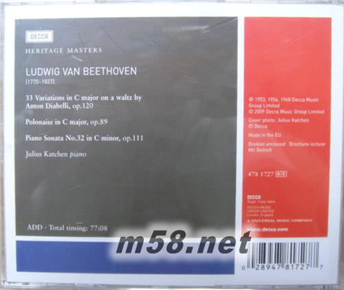 貝多芬狄亞貝里變奏曲Beethoven:Diabelli Variations&Polonaise&Piano Sonata No.32專輯背面圖片